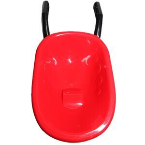 Kids Plastic Wheelbarrow Red with Black Trim Handles Single Wheel 4 Inches Deep